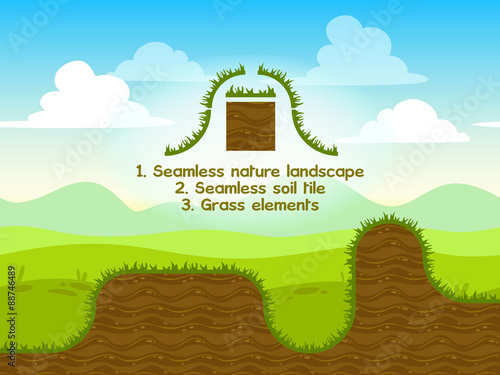 Seamless nature landscape with soil tile