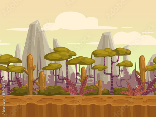 Seamless cartoon nature landscape