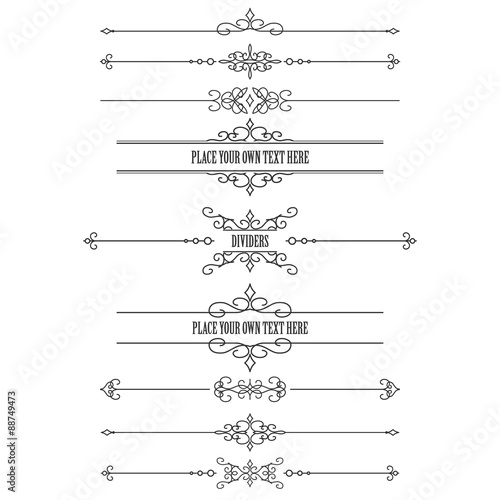 Vintage dividers set isolated on white.
