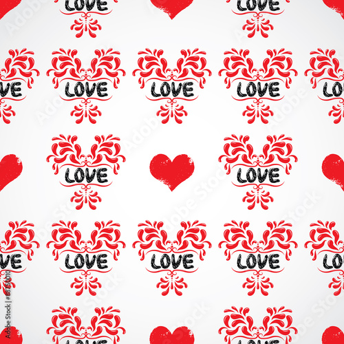 Vector damask seamless pattern background with love word. Elegant