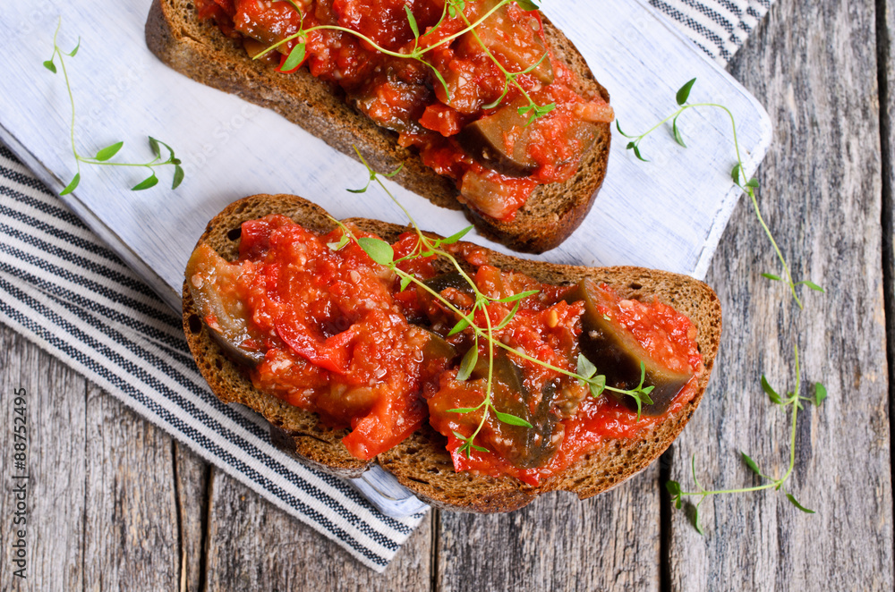 Toast with vegetables Toast with vegetables