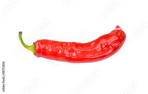 Red cayenne chili pepper, isolated on white background