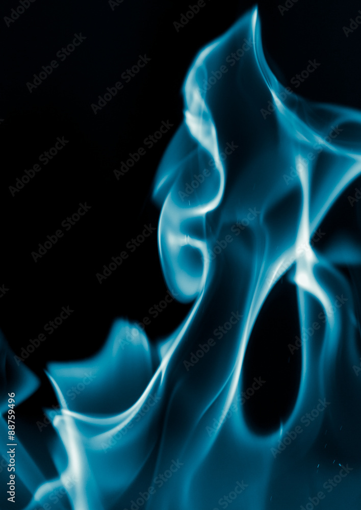blue flame fire on a black background blue flame fire on a black background