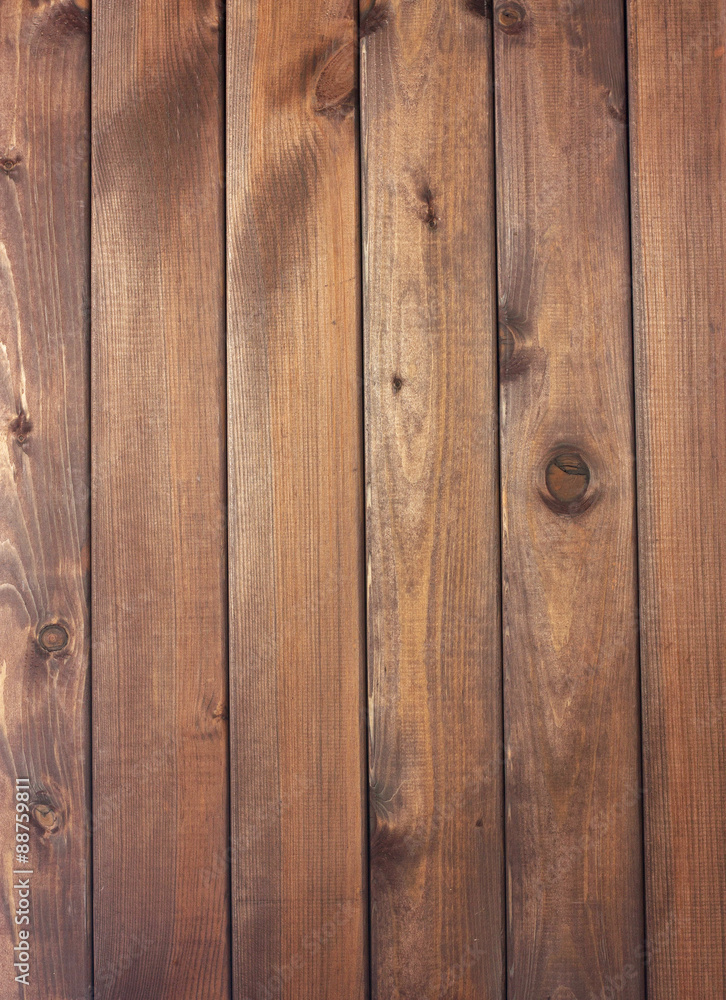 Fototapeta premium Textured rustic wooden dark brown table background.
