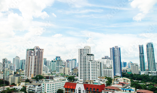 Photography Panorama view of  urban bangkok city