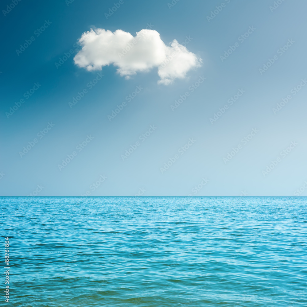 blue sea and white clouds on sky