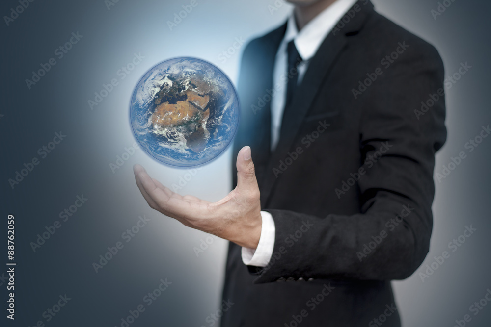 business concept,Holding a glowing earth globe in his hands,Elem business concept,Holding a glowing earth globe in his hands,Elem