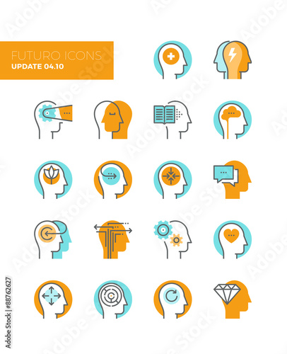 Human mind metaphors line icons