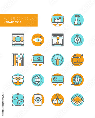 3D design elements line icons