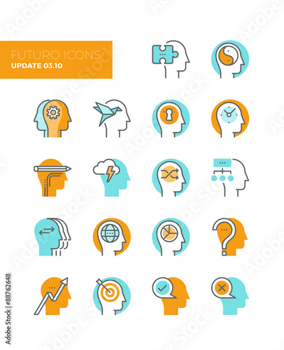 Abstract human heads line icons