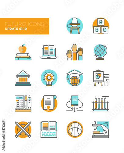 Education and training line icons
