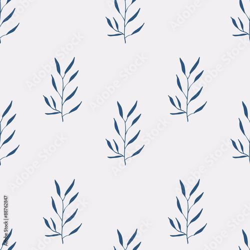Seamless hand-drawn floral pattern with herbs