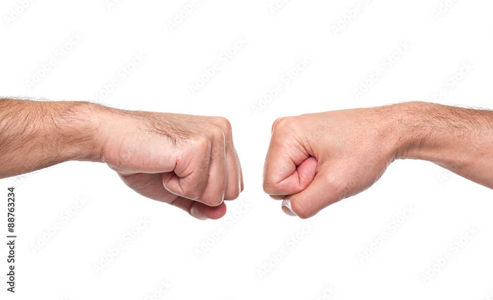 Fist bump isolated in white
