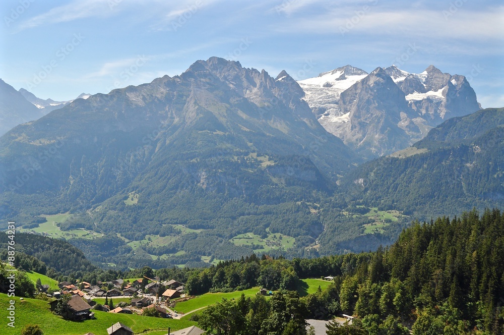 Blick auf Hasliberg Wasserwendi, mit Berner Alpen
