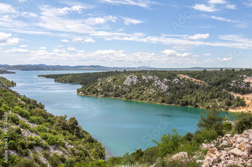 Croatian bay,Adriatic sea channel near Krka nature preserve