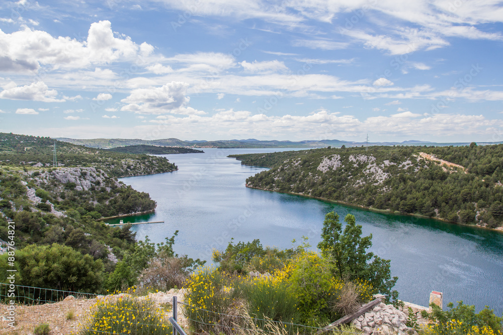 Croatian bay,Adriatic sea channel near Krka nature preserve