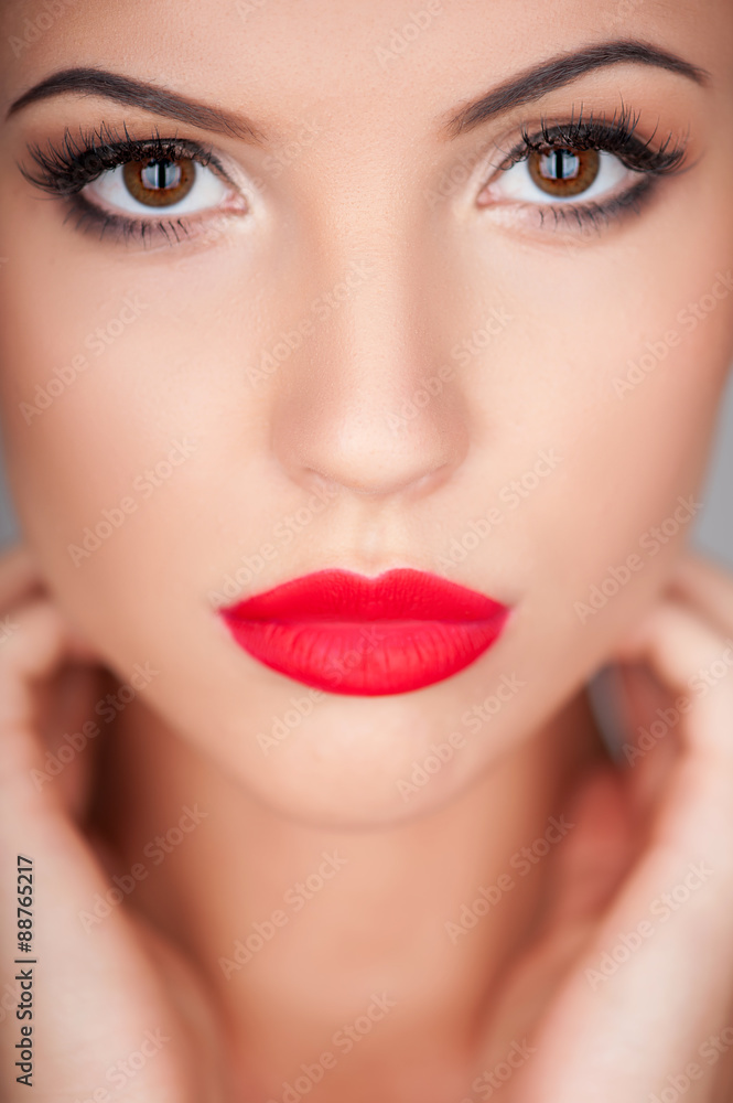 Cheerful young woman is expressing her desire Cheerful young woman is expressing her desire