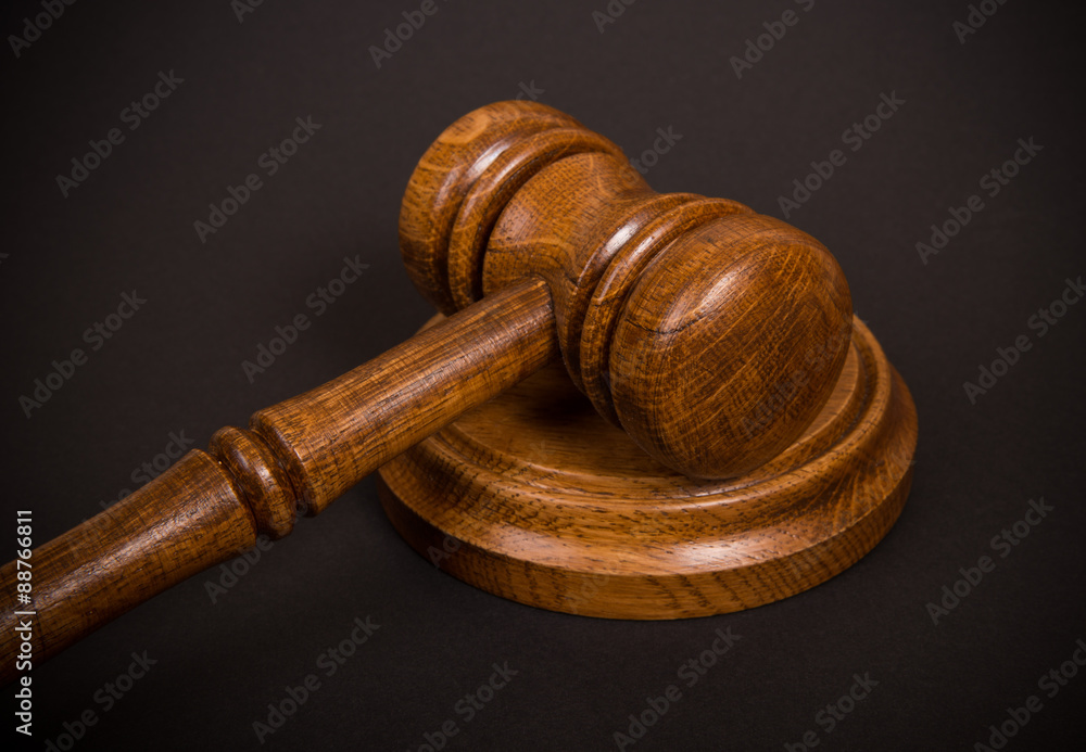 Wooden brown Judges gavel or auction hammer
