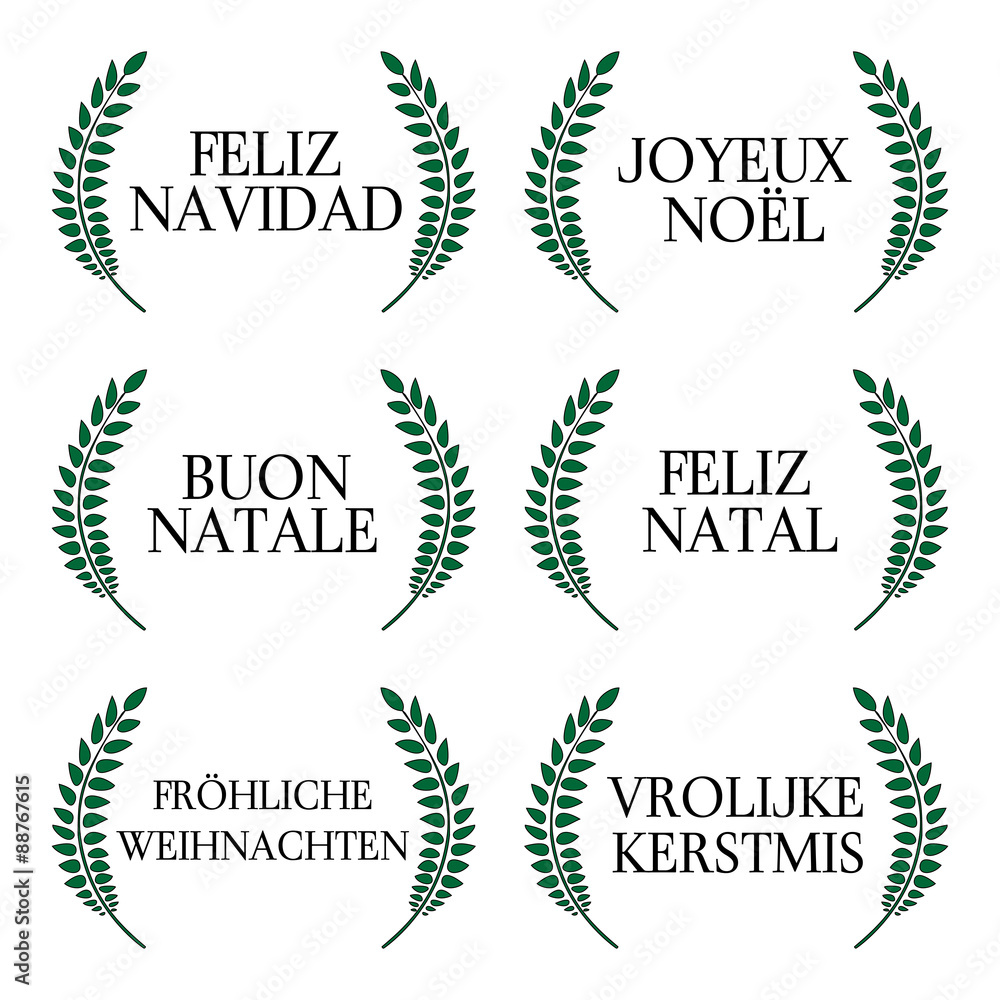 Merry Christmas Laurels in Different Languages 1