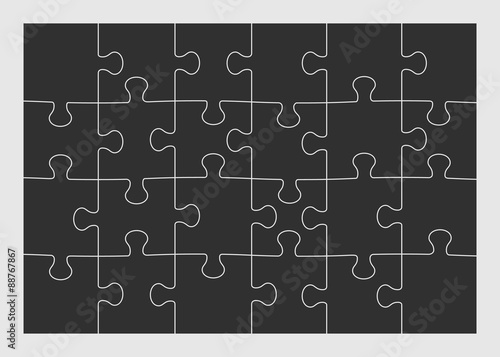 Set of twenty four puzzle pieces. Vector illustration.