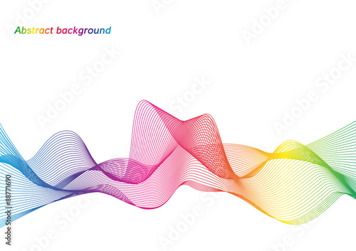 Abstract background with rainbow wave on white background