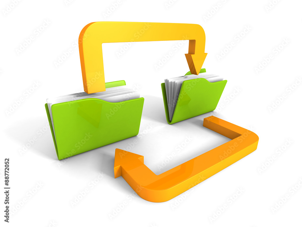 Date Transferring Concept With Document Folders And Arrows Date Transferring Concept With Document Folders And Arrows