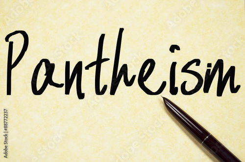Photos pantheism word write on paper