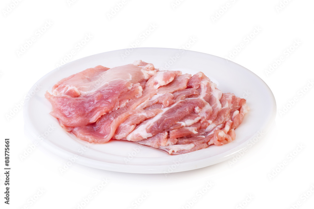 raw pork meat isolated on white