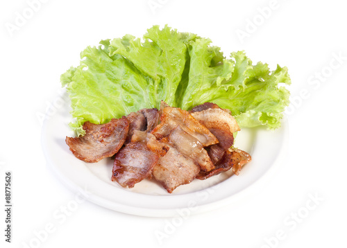 deep fried pork belly on white background
