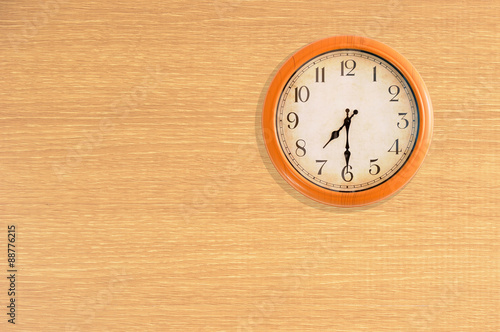 Wallpaper Mural Clock showing 7:30 o'clock on a wooden wall Torontodigital.ca