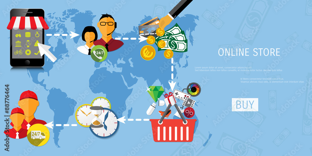Obraz premium Vector online shopping concept
