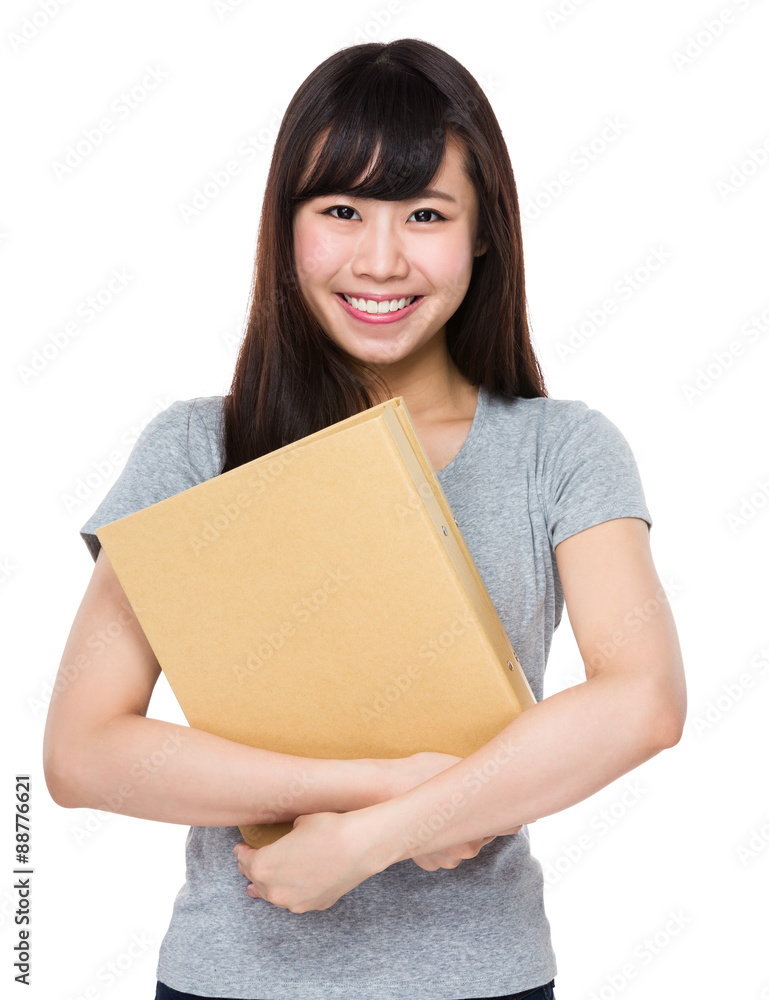 Asian young woman hold with folder Asian young woman hold with folder