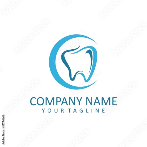 Dental Logo Blue Color. Dental Care Creative Concept Logo Design Template