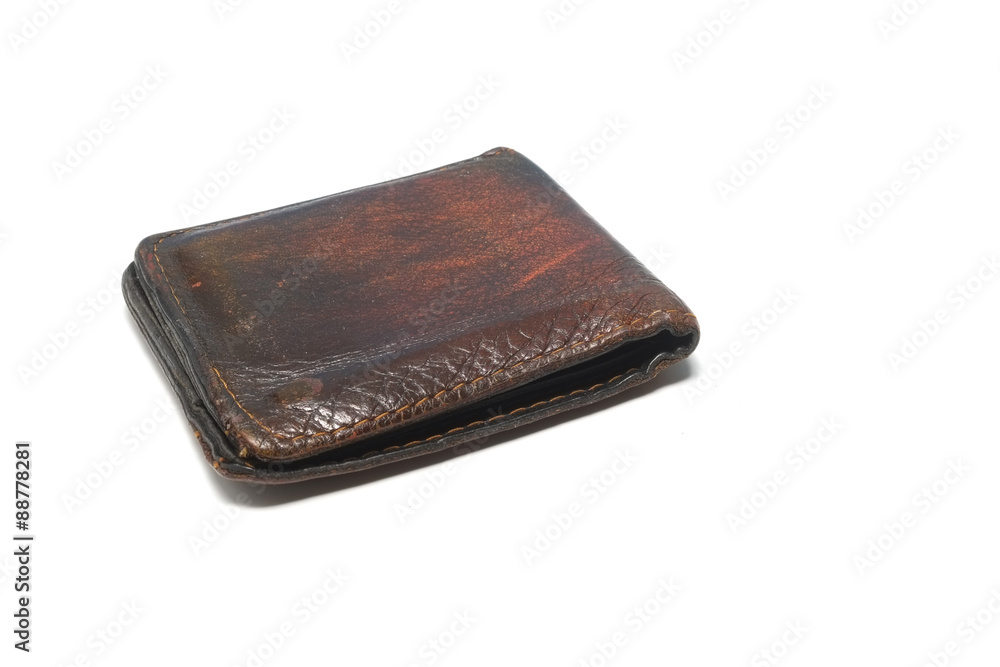 old leather wallet isolate on white background old leather wallet isolate on white background