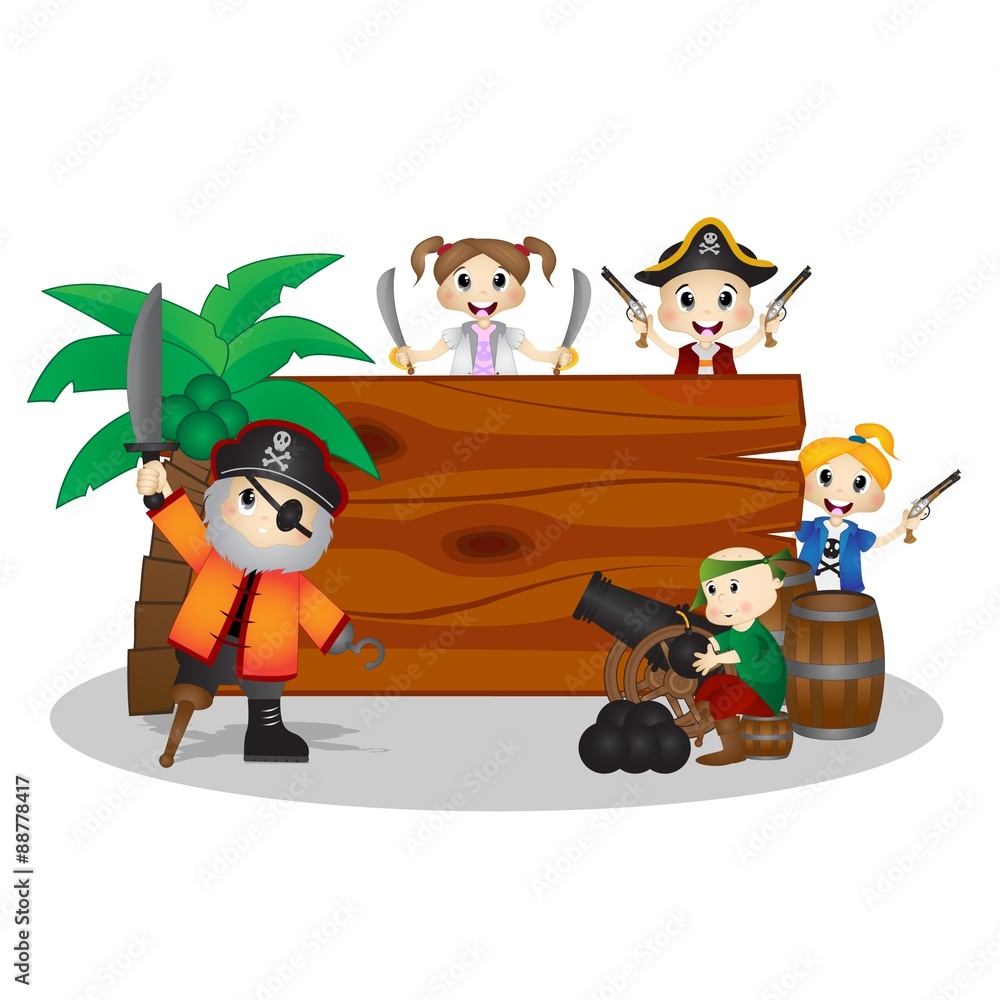 Funny Pirates behind board