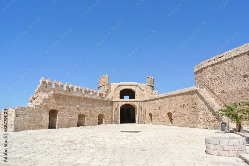 Detail from Alcazaba of Almeria - a Moorish fortress built in the 11th century in the town of Almeria on the Andalusian coast.
