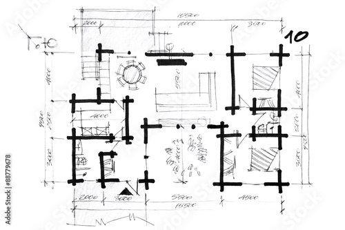 sketch of a house arrangement plan
