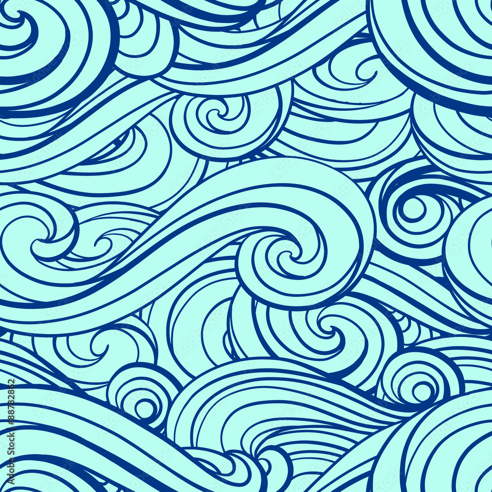 Stylized waves seamless pattern Stylized waves seamless pattern