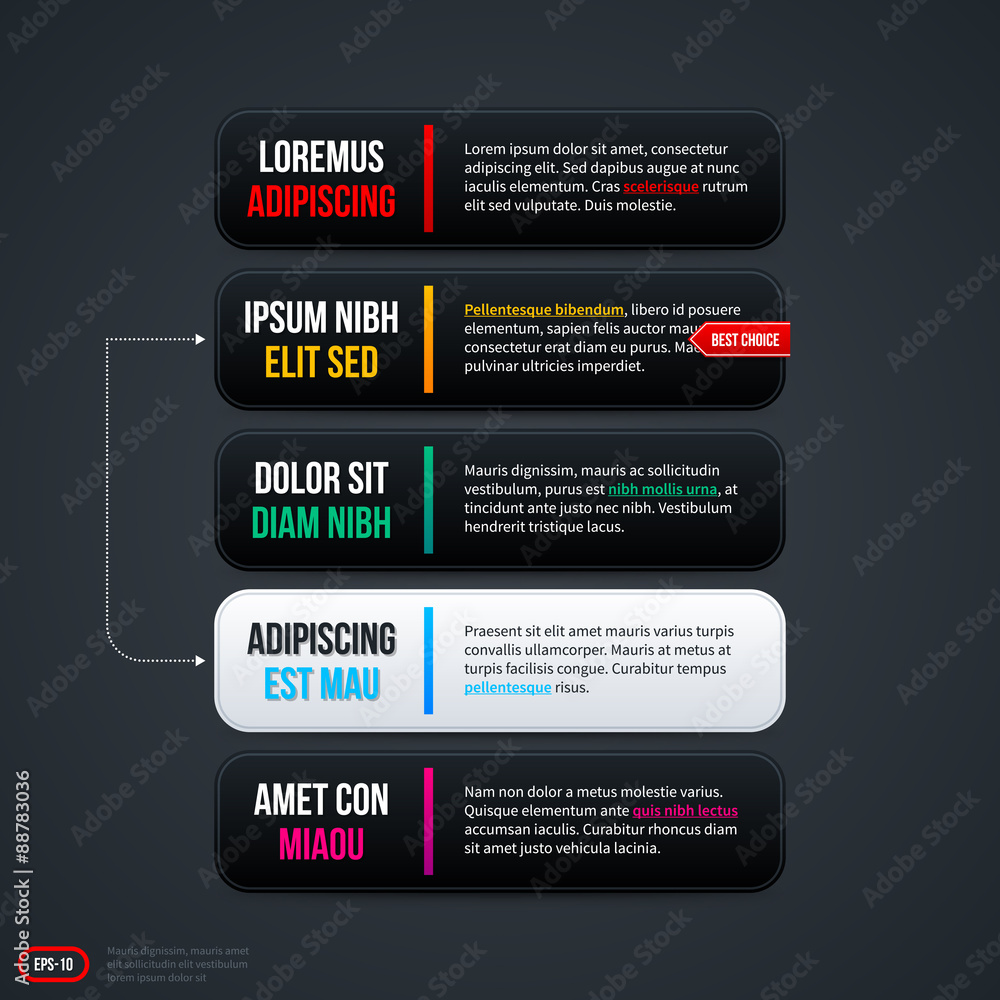 Obraz premium Five horizontal options for web. EPS 10