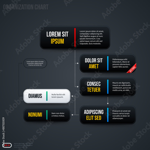 Simple organization chart templates with horizontal banners. EPS 10