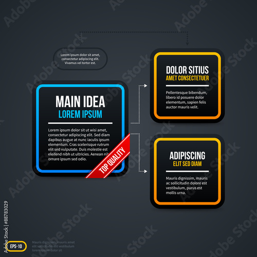 Organization chart with square elements. EPS10.
