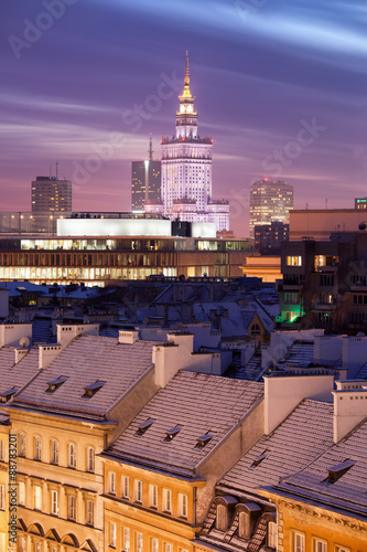 Warsaw Skyline at Dusk in Poland #88783201