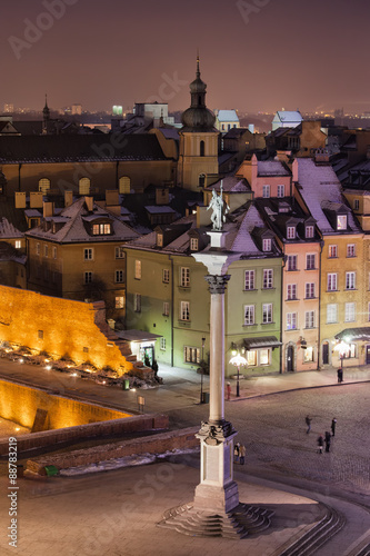 Old Town of Warsaw in Poland by Night #88783219