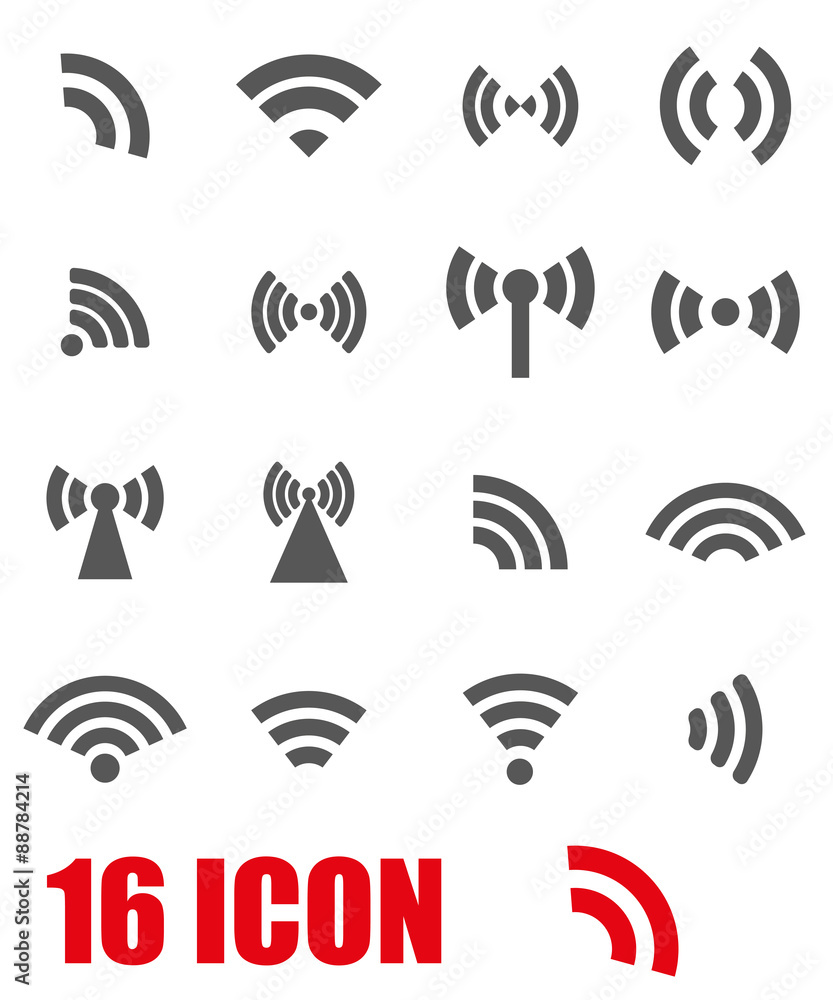 Vector grey wireless icons set Vector grey wireless icons set