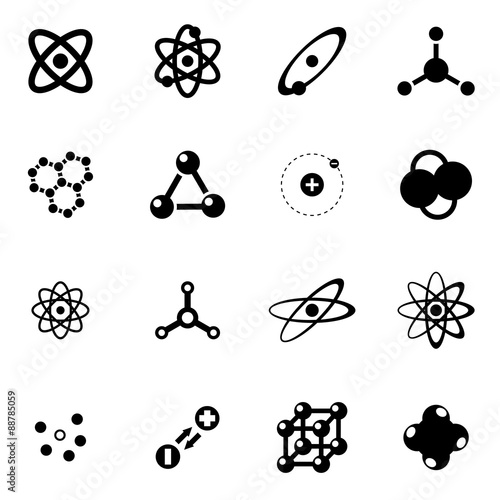 Vector black atom icon set