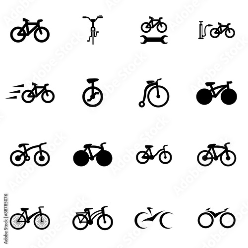 Vector black bicycle icon set
