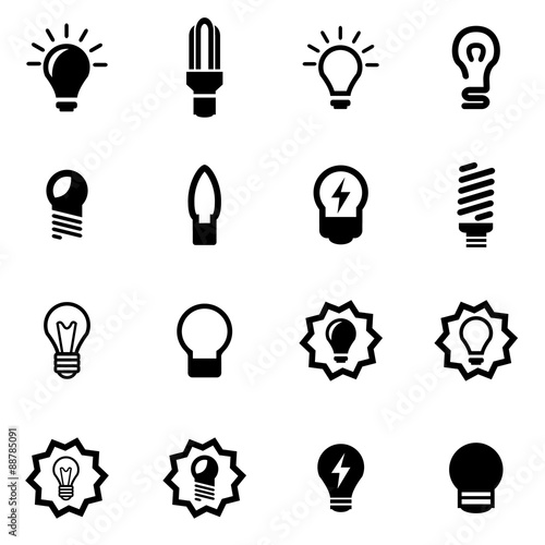 Vector black bulbs icon set
