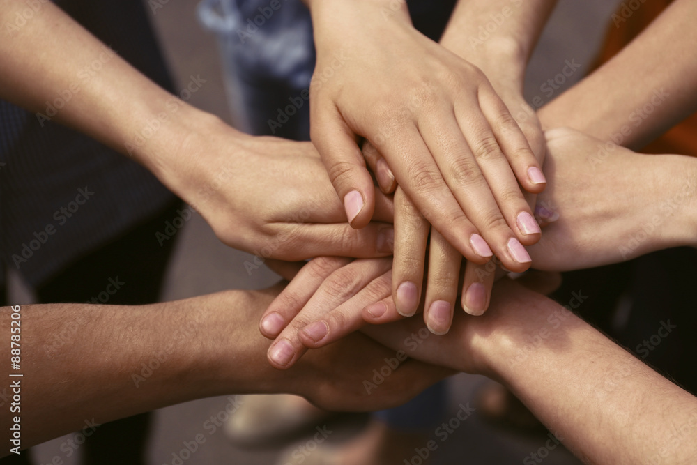United hands close-up United hands close-up