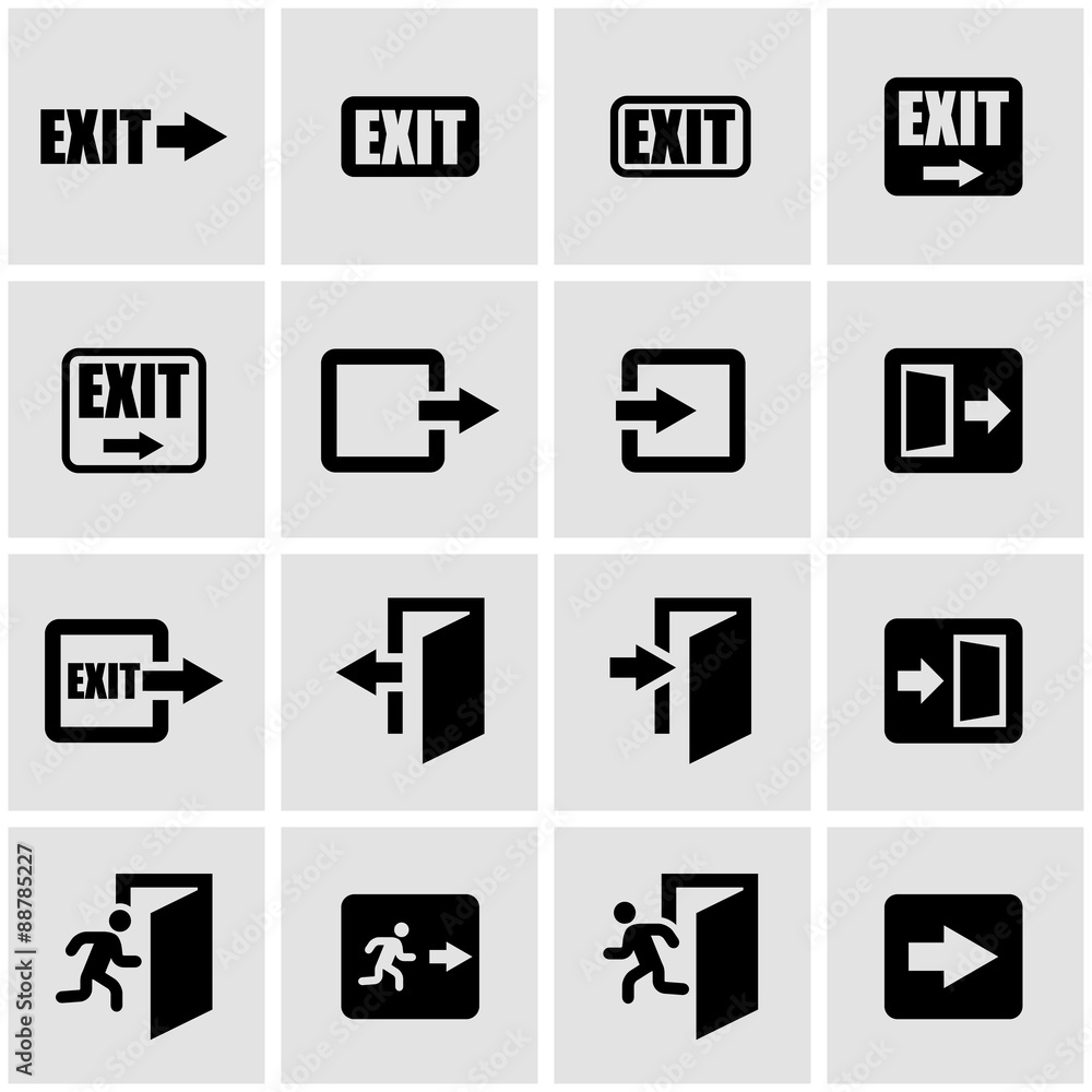 Vector black exit icon set Vector black exit icon set