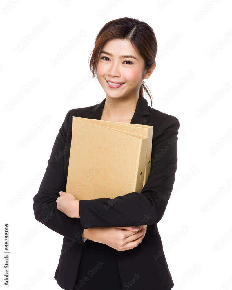 Asian Young businesswoman hold with document work Asian Young businesswoman hold with document work